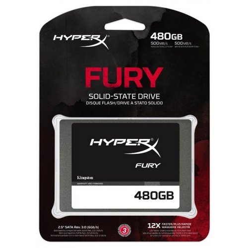Продать SSD-диск Kingston HyperX Fury 480GB 2.5" (SHFS37A/480G) по Trade-In интернет-магазине Телемарт - Киев, Днепр, Украина фото