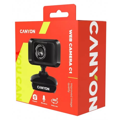 Купить Веб-камера Canyon C1 (CNE-CWC1) Black - цена в Харькове, Киеве, Днепре, Одессе
в интернет-магазине Telemart фото