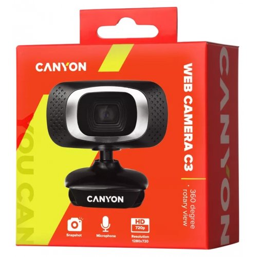 Купить Веб-камера Canyon C3 HD (CNE-CWC3N) Black - цена в Харькове, Киеве, Днепре, Одессе
в интернет-магазине Telemart фото