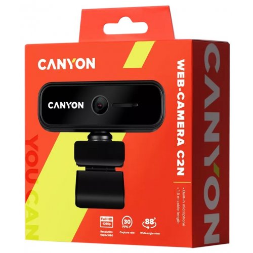 Купить Веб-камера Canyon C2 FHD (CNE-HWC2N) Black - цена в Харькове, Киеве, Днепре, Одессе
в интернет-магазине Telemart фото
