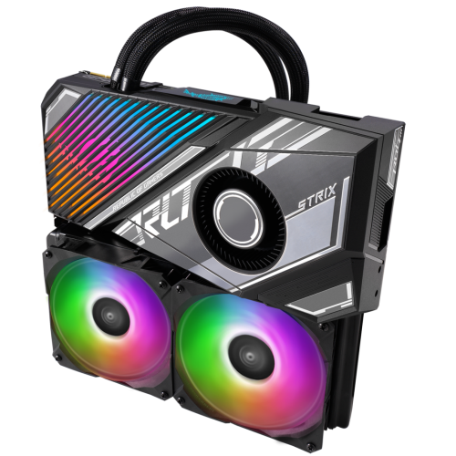 Продать Видеокарта Asus ROG Strix LC GeForce RTX 3090 Ti OC 24576MB (ROG-STRIX-LC-RTX3090TI-O24G-GAMING FR) Factory Recertified по Trade-In интернет-магазине Телемарт - Киев, Днепр, Украина фото