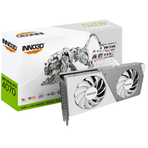 Photo Video Graphic Card Inno3D GeForce RTX 4070 TWIN X2 OC WHITE 12288MB (N40702-126XX-185252W)