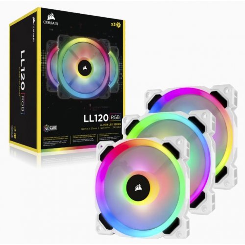 Photo Corsair LL120 RGB Dual Light Loop Triple Pack with Lighting Node PRO (CO-9050092-WW) White
