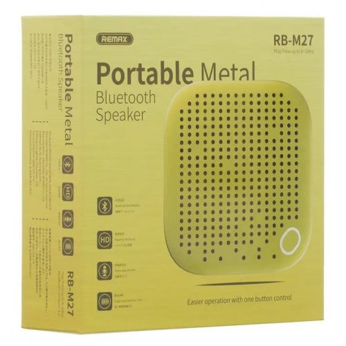 Купить Портативная акустика Remax RB-M27 (6954851287438) Gold - цена в Харькове, Киеве, Днепре, Одессе
в интернет-магазине Telemart фото