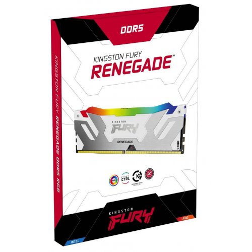 Photo RAM Kingston DDR5 32GB 6000Mhz FURY Renegade RGB White (KF560C32RWA-32)