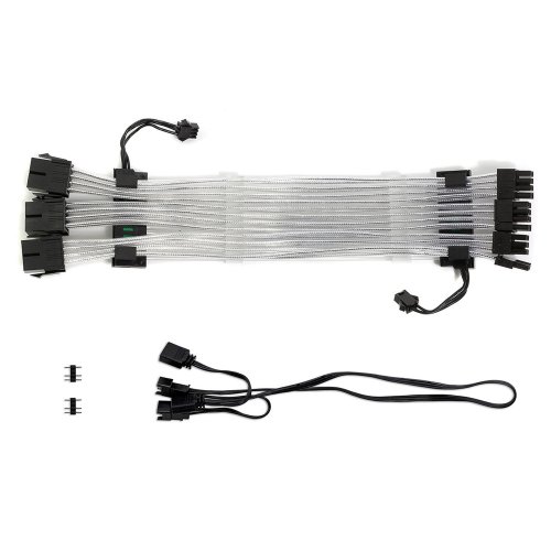 Купити Кастомні кабелі для відеокарти EVOLVE 3 x 8 pin Row Type ARGB (EV-3PCIERRGB-SL) Silver - ціна в Києві, Львові, Вінниці, Хмельницькому, Франківську, Україні | інтернет-магазин TELEMART.UA фото