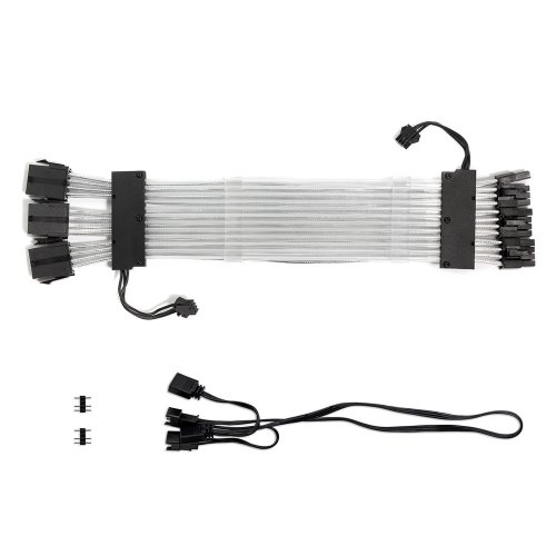 Купити Кастомні кабелі для відеокарти EVOLVE 3 x 8 pin Row Type ARGB (EV-3PCIERRGB-SL) Silver - ціна в Києві, Львові, Вінниці, Хмельницькому, Франківську, Україні | інтернет-магазин TELEMART.UA фото