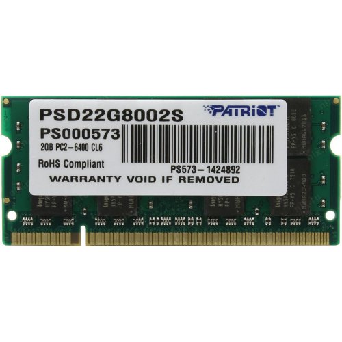 Продати ОЗП Patriot SODIMM DDR2 2GB 800Mhz (PSD22G8002S) за Trade-In у інтернет-магазині Телемарт - Київ, Дніпро, Україна фото