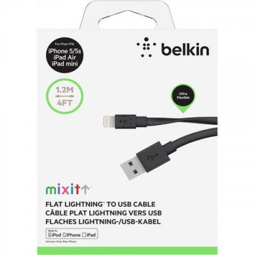 Купить USB Кабель Belkin MIXIT Flat Lightning 1.2m (F8J148bt04) Black - цена в Харькове, Киеве, Днепре, Одессе
в интернет-магазине Telemart фото