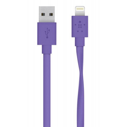 Купити USB Кабель Belkin MIXIT Flat Lightning 1.2m (F8J148bt04) Purple - ціна в Києві, Львові, Вінниці, Хмельницькому, Франківську, Україні | інтернет-магазин TELEMART.UA фото