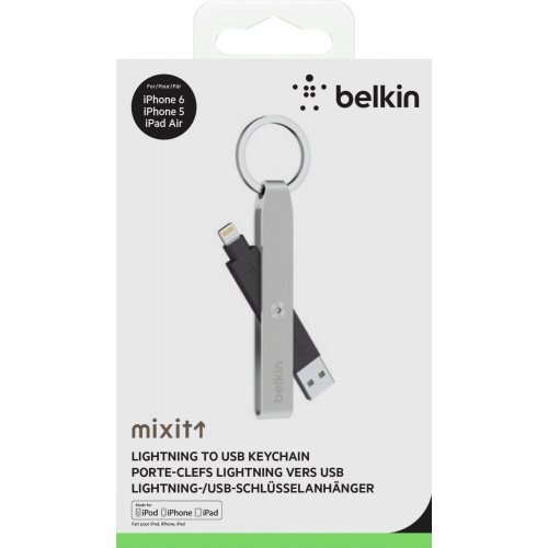 Купити USB Кабель Belkin MIXIT Keychain Lightning Black (F8J172bt) Silver - ціна в Києві, Львові, Вінниці, Хмельницькому, Франківську, Україні | інтернет-магазин TELEMART.UA фото