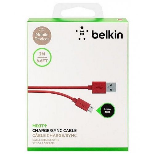 Купить Кабель Belkin MIXIT Micro USB 2m (F2CU012bt2M) Red - цена в Харькове, Киеве, Днепре, Одессе
в интернет-магазине Telemart фото