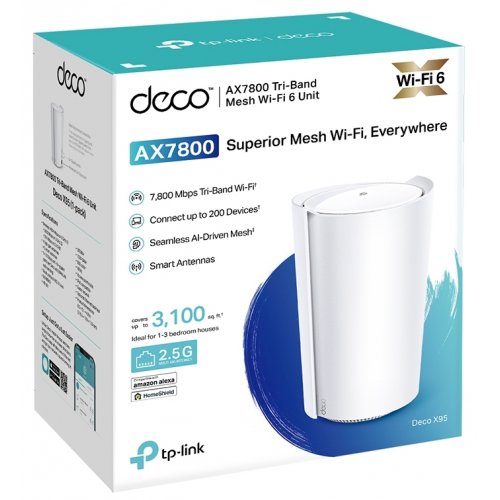 Купить Wi-Fi роутер TP-LINK Deco X95 Whole Home Mesh Wi-Fi System (1-pack) - цена в Харькове, Киеве, Днепре, Одессе
в интернет-магазине Telemart фото