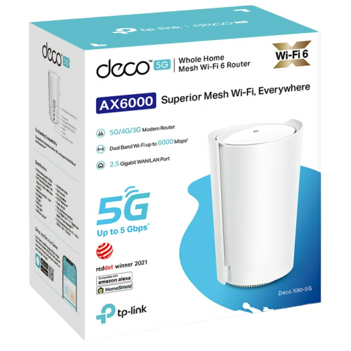 Купить Wi-Fi роутер TP-LINK Deco X80-5G Whole Home Mesh Wi-Fi Gateway (1-pack) - цена в Харькове, Киеве, Днепре, Одессе
в интернет-магазине Telemart фото