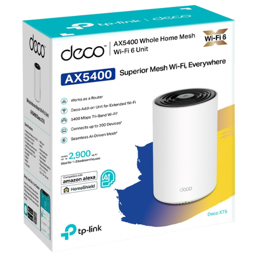 Купить Wi-Fi роутер TP-LINK Deco X75 Mesh Wi-Fi System (1-pack) - цена в Харькове, Киеве, Днепре, Одессе
в интернет-магазине Telemart фото