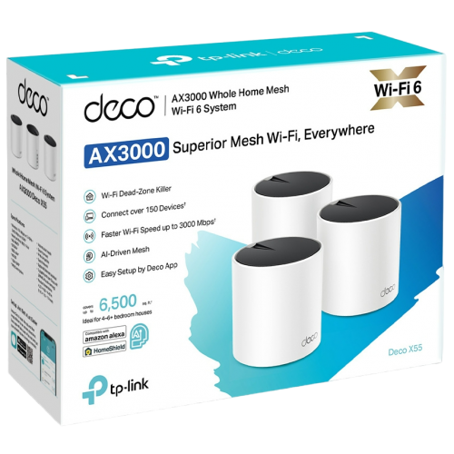 Купити Wi-Fi роутер TP-LINK Deco X55 Whole Home Mesh Wi-Fi System (3-pack) - ціна в Києві, Львові, Вінниці, Хмельницькому, Франківську, Україні | інтернет-магазин TELEMART.UA фото