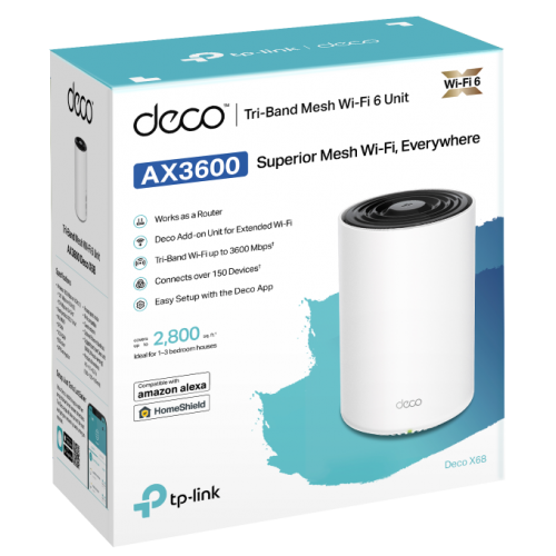 Купити Wi-Fi роутер TP-LINK Deco X68 Whole Home Mesh Wi-Fi System (1-pack) - ціна в Києві, Львові, Вінниці, Хмельницькому, Франківську, Україні | інтернет-магазин TELEMART.UA фото