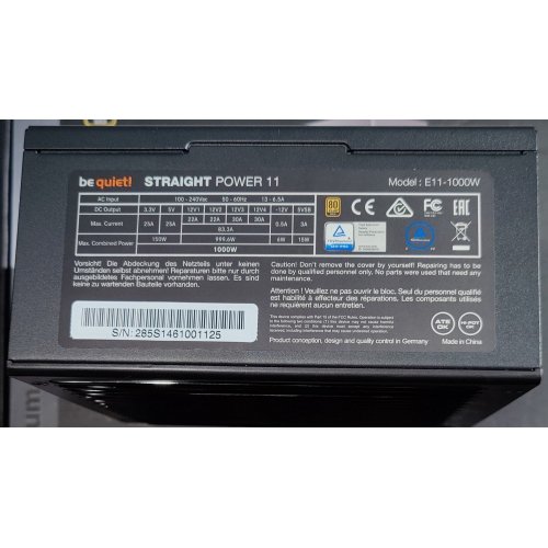 Продати Seller recertified блок живлення Be Quiet! Straight Power 11 1000W (BN285) (Сліди використання, 503874) за Trade-In у інтернет-магазині Телемарт - Київ, Дніпро, Україна фото