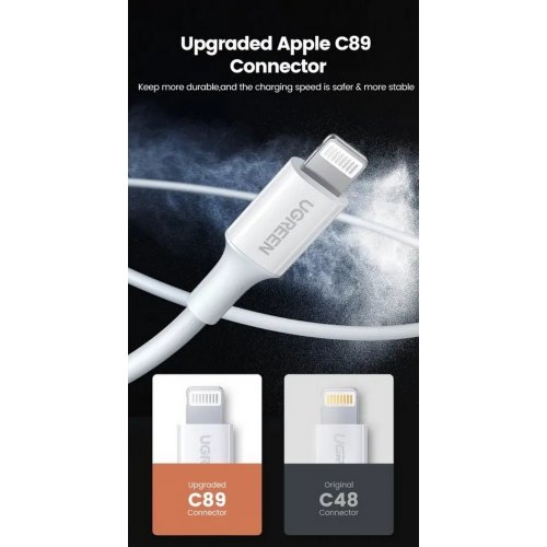 Кабель Ugreen US155 USB to Lightning 2.4A 1.5m (80315) White купити в Україні | Telemart фото