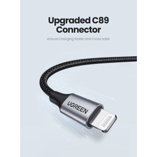 Кабель Ugreen US199 USB to Lightning 2.4A 1.5m (60157) Black купити в Україні | Telemart фото