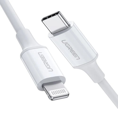 Кабель Ugreen US171 USB Type-C to Lightning 2A (18W) 1m (10493) White купити в Україні: Київ, Львів, Хмельницький, Тернопіль, Івано-Франківськ | Низька ціна, відгуки, характеристики від TELEMART фото