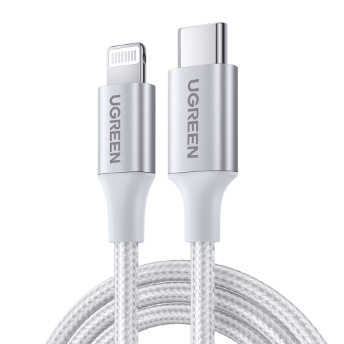 Кабель Ugreen US304 USB 2.0 Type-C to Lightning 3.0A (60W) 1m (70523) Silver купити в Україні: Київ, Львів, Хмельницький, Тернопіль, Івано-Франківськ | Низька ціна, відгуки, характеристики від TELEMART фото