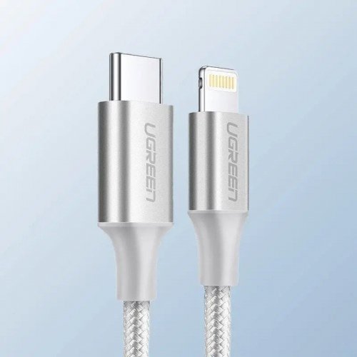 Кабель Ugreen US304 USB 2.0 Type-C to Lightning 3.0A (60W) 1.5m (70524) Silver купить в Украине | Telemart фото