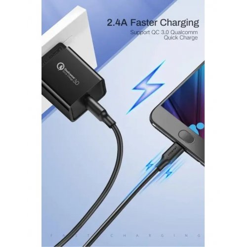 Кабель Ugreen US289 USB 2.0 to microUSB 2.4A 1.5m (60137) Black купить в Украине | Telemart фото