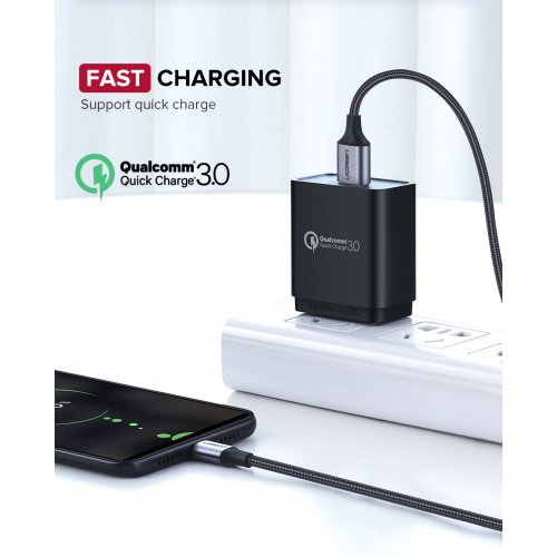 Кабель Ugreen US290 USB 2.0 to microUSB 2.4A 1m (60146) Black купить в Украине | Telemart фото