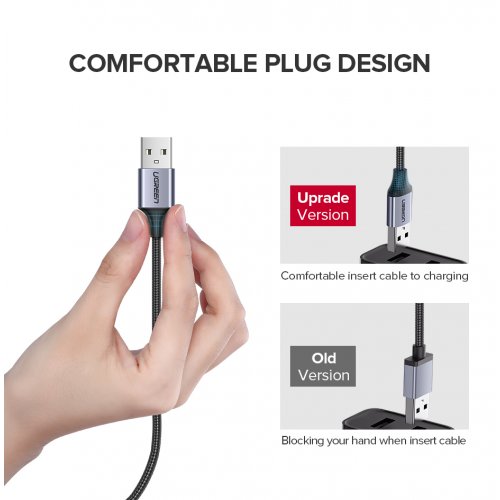 Кабель Ugreen US290 USB 2.0 to microUSB 2.4A 1m (60146) Black купить в Украине | Telemart фото