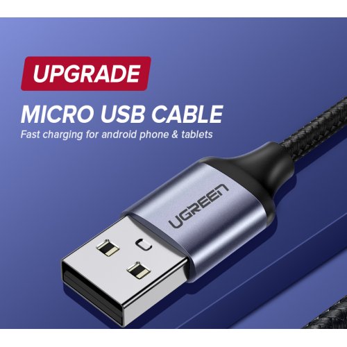 Кабель Ugreen US290 USB 2.0 to microUSB 2.4A 1m (60151) Silver купить в Украине | Telemart фото