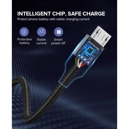 Кабель Ugreen US290 USB 2.0 to microUSB 2.4A 1m (60151) Silver купить в Украине | Telemart фото