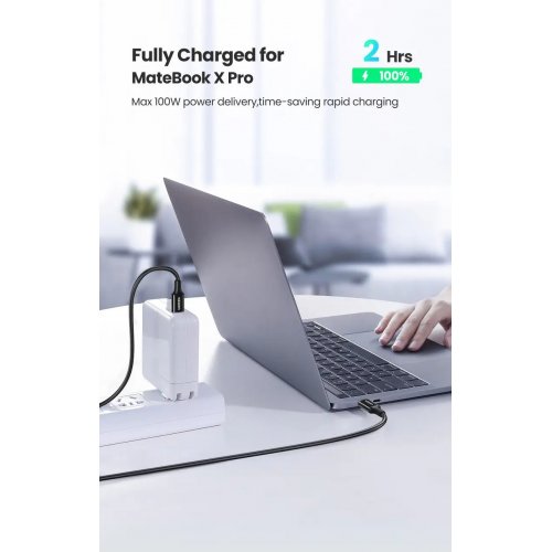 Кабель Ugreen US300 USB 2.0 Type-C to USB Type-C 5.0A (100W) 1.5m (20528) Black купить в Украине | Telemart фото