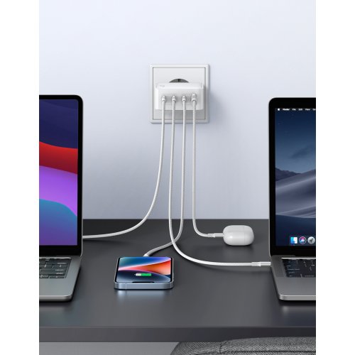 Купити Мережевий зарядний пристрій Ugreen CD226 USB + 3 x USB Type-C 100W (15337) White - ціна в Києві, Львові, Вінниці, Хмельницькому, Франківську, Україні | інтернет-магазин TELEMART.UA фото