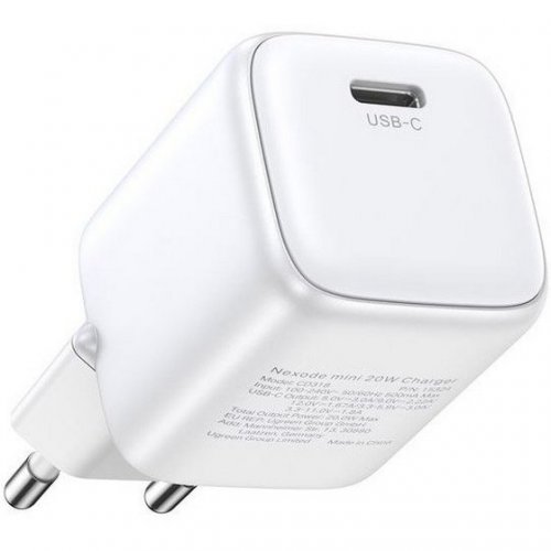 Купити Мережевий зарядний пристрій Ugreen Nexode Mini CD318 USB Type-C 20W (15324) White - ціна в Києві, Львові, Вінниці, Хмельницькому, Франківську, Україні | інтернет-магазин TELEMART.UA фото