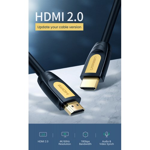 Купити Кабель Ugreen HD101 HDMI to HDMI 2.0 4K 3D 3m (10130) Black/Yellow - ціна в Києві, Львові, Вінниці, Хмельницькому, Франківську, Україні | інтернет-магазин TELEMART.UA фото