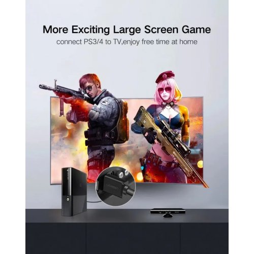 Кабель Ugreen HD104 HDMI to HDMI 1.4 4K 3D 5m (10109) Black купити в Україні: Київ, Львів, Хмельницький, Тернопіль, Івано-Франківськ | Низька ціна, відгуки, характеристики від TELEMART фото