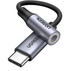 Перехідник Ugreen AV161 USB Type-C to 3.5mm 0.1m (80154) Grey