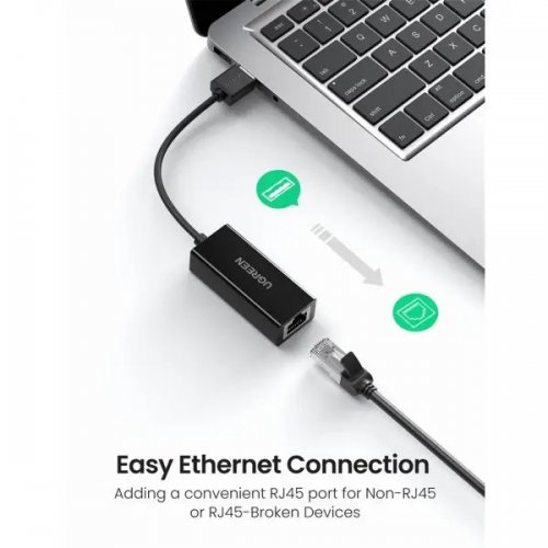 Купить Сетевая карта Ugreen CR110 USB 2.0 to RJ-45 Ethernet (20253) White - цена в Харькове, Киеве, Днепре, Одессе
в интернет-магазине Telemart фото
