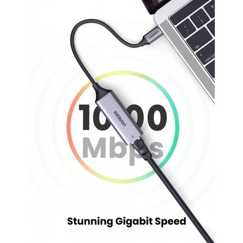 Купить Сетевая карта Ugreen CM199 USB Type-C to RJ-45 Ethernet (50737) Grey - цена в Харькове, Киеве, Днепре, Одессе
в интернет-магазине Telemart фото