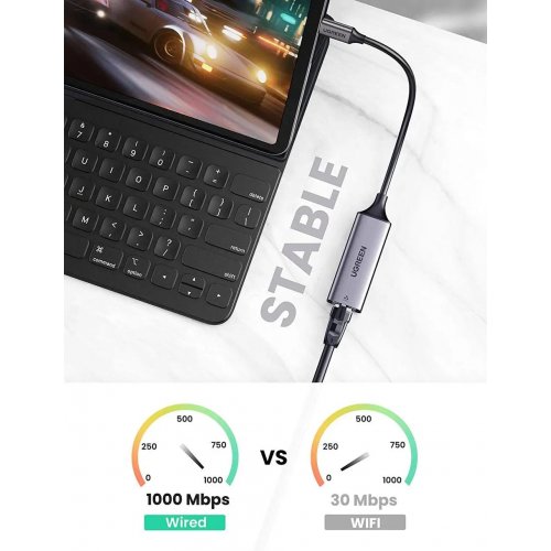 Купить Сетевая карта Ugreen CM199 USB Type-C to RJ-45 Ethernet (50737) Grey - цена в Харькове, Киеве, Днепре, Одессе
в интернет-магазине Telemart фото