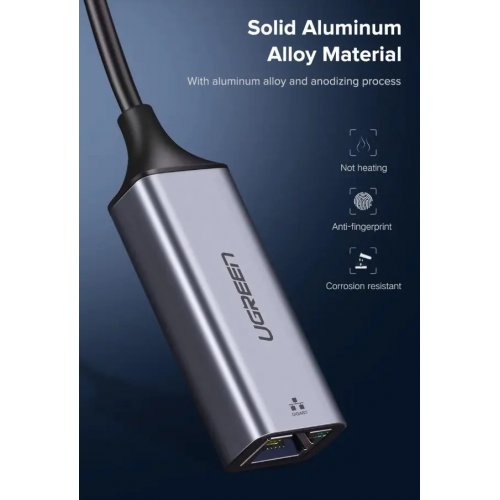 Купити Мережева карта Ugreen CM209 USB 3.0 to RJ-45 Ethernet (50922) Black - ціна в Києві, Львові, Вінниці, Хмельницькому, Франківську, Україні | інтернет-магазин TELEMART.UA фото