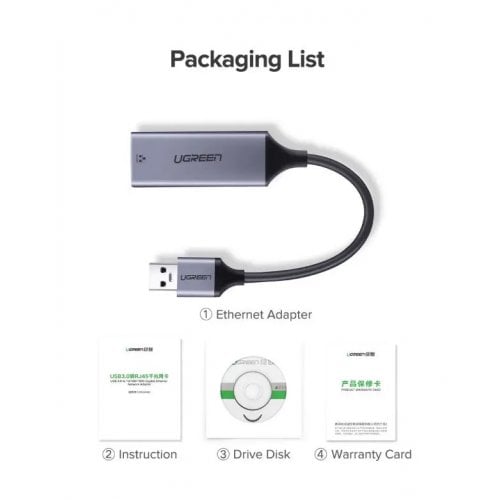 Купити Мережева карта Ugreen CM209 USB 3.0 to RJ-45 Ethernet (50922) Black - ціна в Києві, Львові, Вінниці, Хмельницькому, Франківську, Україні | інтернет-магазин TELEMART.UA фото