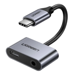 Переходник Ugreen CM193 USB Type-C to USB Type-C + 3.5mm 0.1m (50596) Black