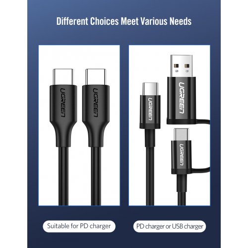 Купить Кабель Ugreen US286 USB 2.0 Type-C to USB Type-C 3.0A (60W) 0.5m (50996) Black - цена в Харькове, Киеве, Днепре, Одессе
в интернет-магазине Telemart фото