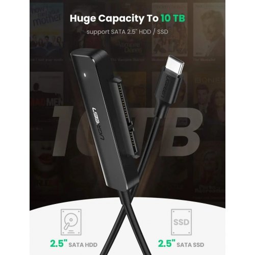 Купить Кабель-адаптер Ugreen CM321 USB Type-C to SATA (70610) Black - цена в Харькове, Киеве, Днепре, Одессе
в интернет-магазине Telemart фото