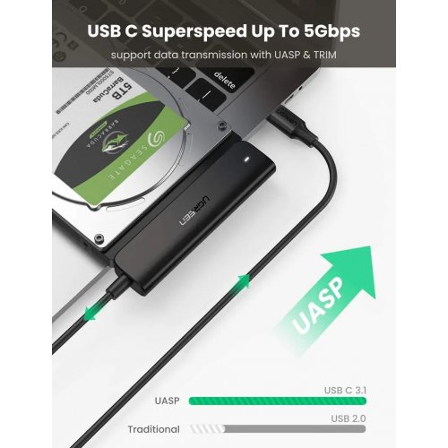 Купить Кабель-адаптер Ugreen CM321 USB Type-C to SATA (70610) Black - цена в Харькове, Киеве, Днепре, Одессе
в интернет-магазине Telemart фото