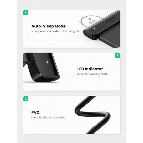 Купить Кабель-адаптер Ugreen CM321 USB Type-C to SATA (70610) Black - цена в Харькове, Киеве, Днепре, Одессе
в интернет-магазине Telemart фото