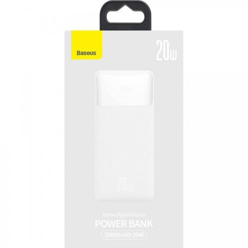 Powerbank Baseus Bipow Digital Display 30000mAh 20W (PPDML-N02) White купити в Україні | Telemart фото