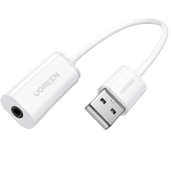 Фото Звукова карта Ugreen US206 USB 2.0 to Jack 3.5mm (30712) White